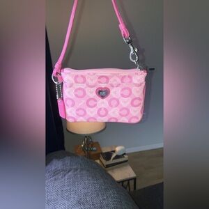 Coach Waverly Pink Heart Wristlet